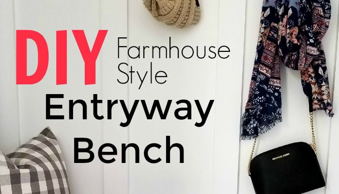 Are you looking for an easy DIY entryway bench that will save you money? I absolutely love how this turned out!! This storage bench is great for keeping coats, shoes, and anything else organized in your entryway. Come check out this DIY farmhouse style entryway bench that will fit any budget.