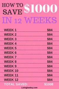 Every need to save $1000 in 3 months but didn't know where to start? Now you do, with this easy to follow money saving chart. Lets start you on the road to success today.