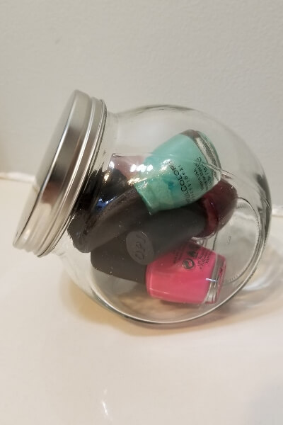 Bathroom cabinet organization ideas for your fingernail polish.