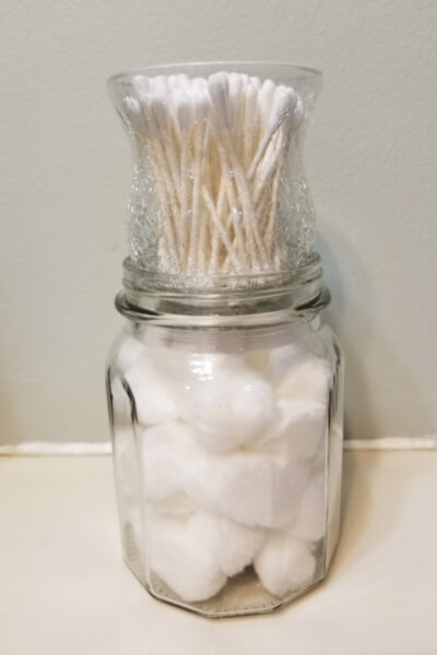 DIY bathroom organization for a small bathroom.