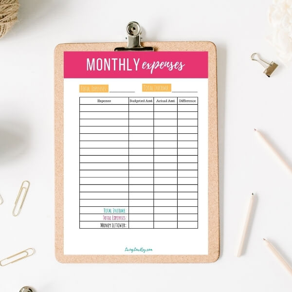 monthly budget planner printable