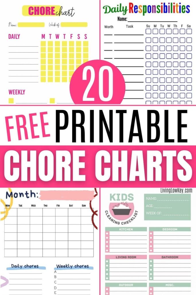 printable chore chart for 10 12 year old