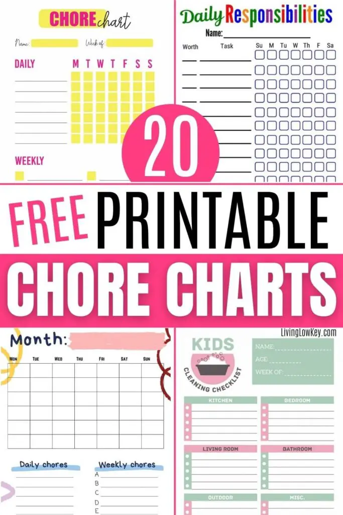 printable weekly chore calendar