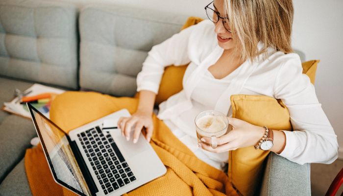 lady working from home on her computer