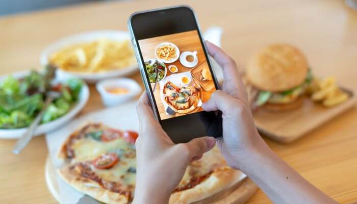 taking picture of a plate of food