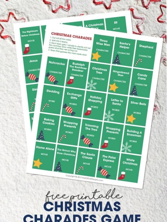 christmas game charades printable